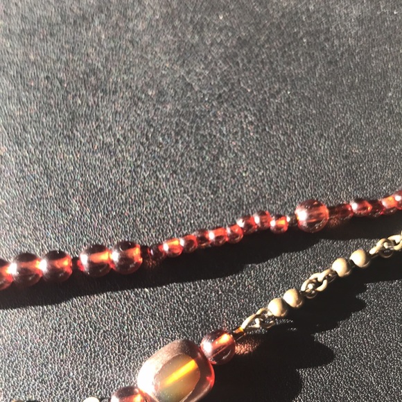 Vintage Brass & Amber styled Lc Necklace/earrings with a pendant.(SKU 200) - Picture 8 of 10